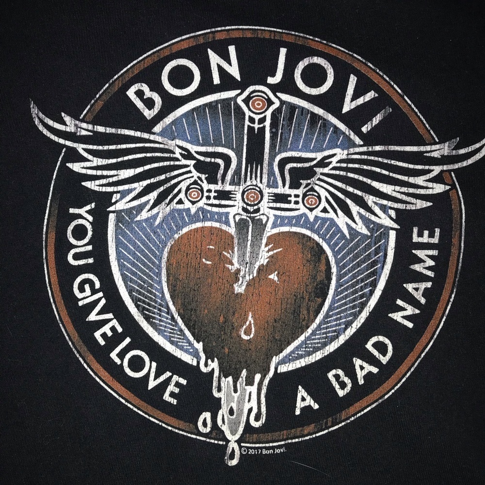 Bon Jovi You Give Love a Bad Name Tee Shirt Cracked Faded SZ XL Women’s T-Shirt